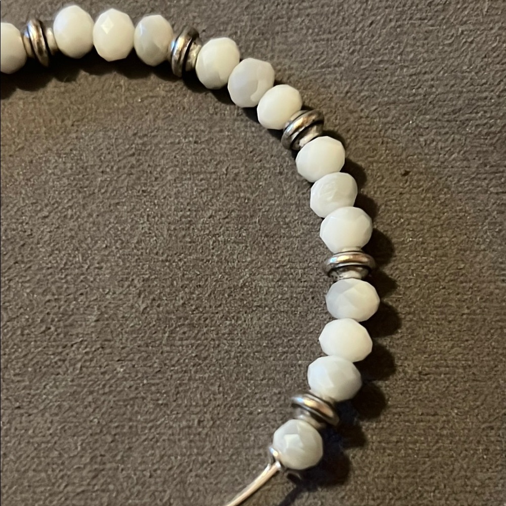 Alex and Ani Silver and Beige Beaded Expandable Bracelet with Charms - Picture 5 of 11